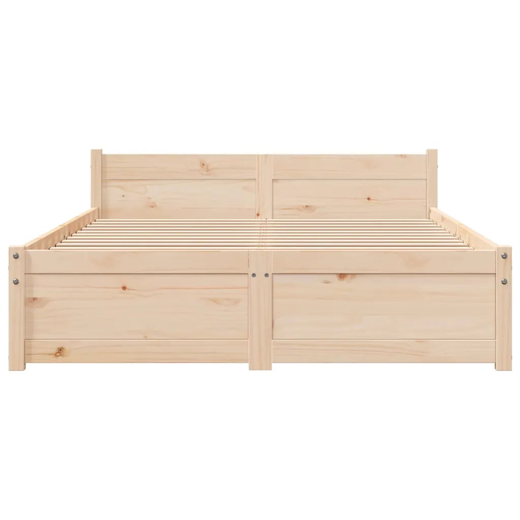 Letto matrimoniale | Letto per adulti | Giroletto senza Materasso Ambrato in Legno Massello 120x200 cm