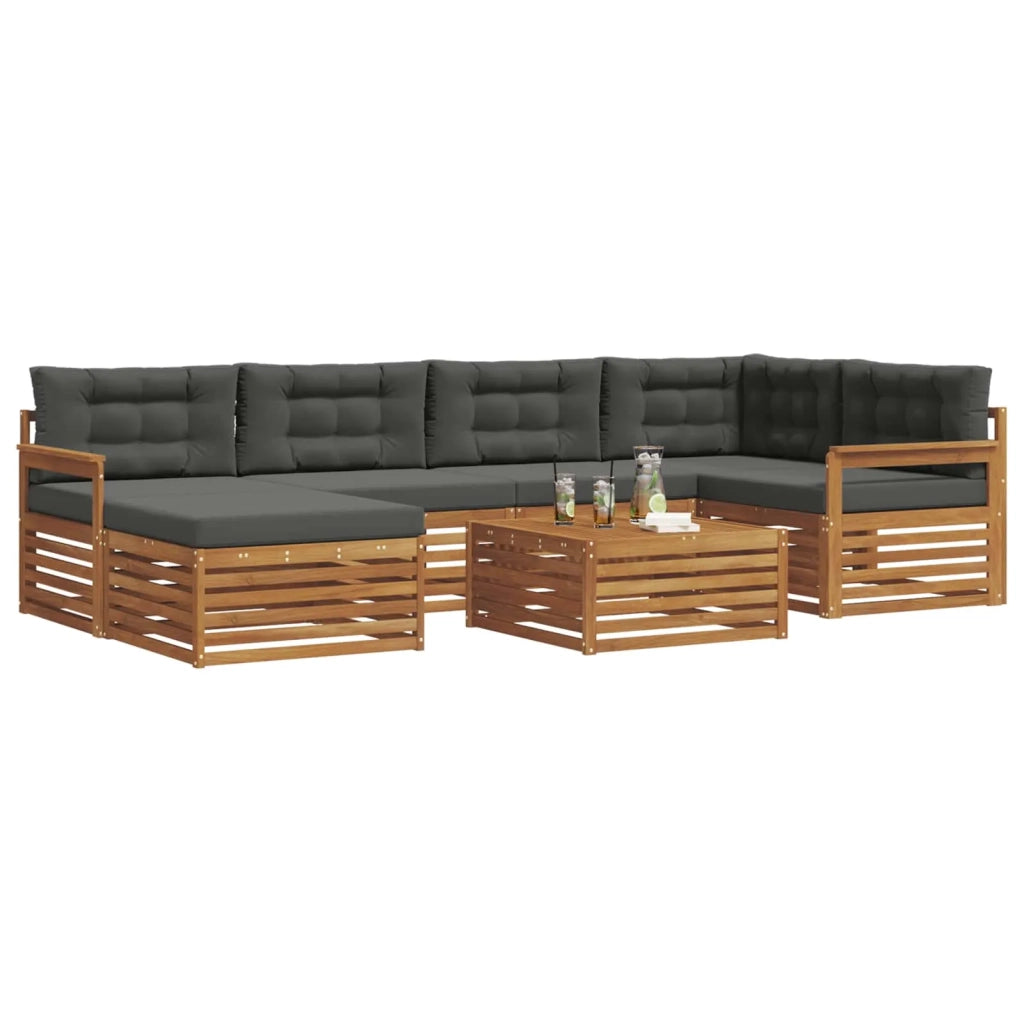 Set di divani da esterno con cuscino 7 pcs Naturale e Antracite 3373767