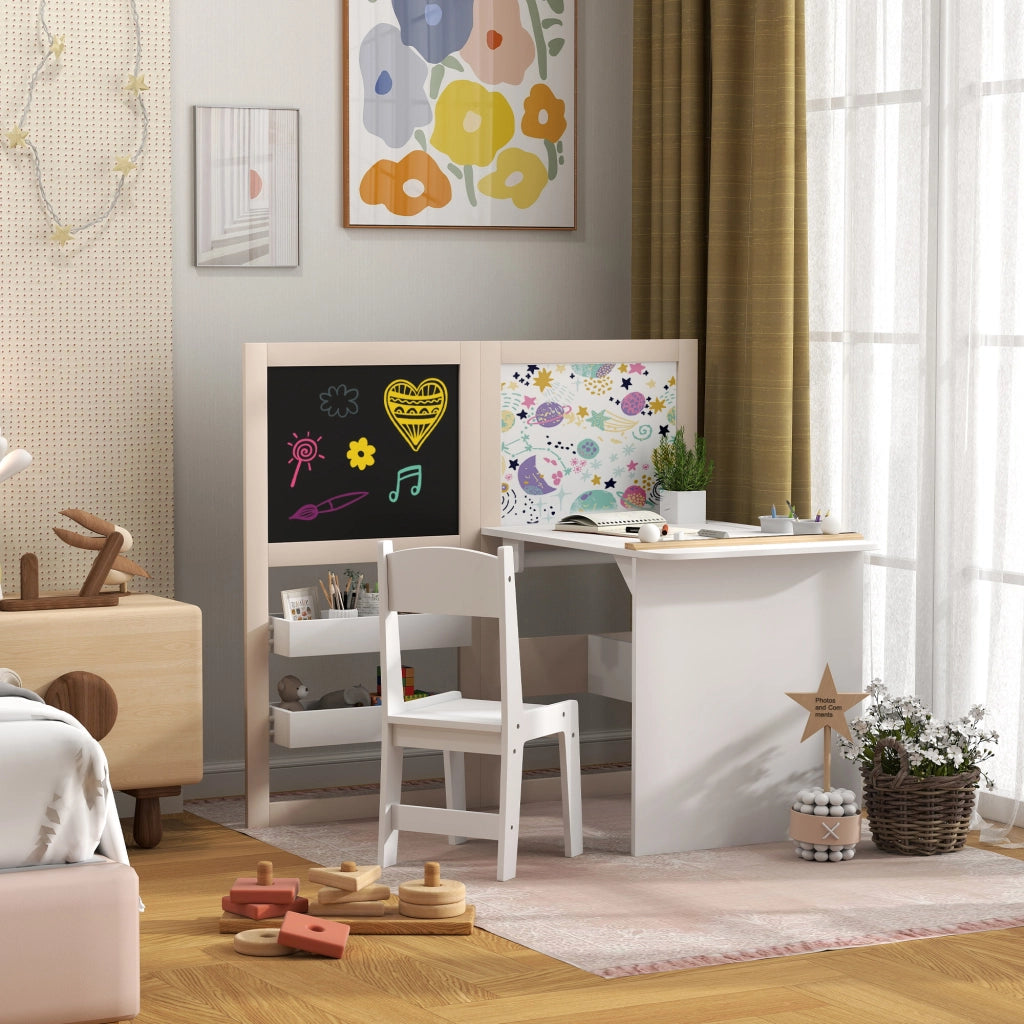 Tavolo bambini pieghevole con sedia ¨C zephmum ¨C bianco