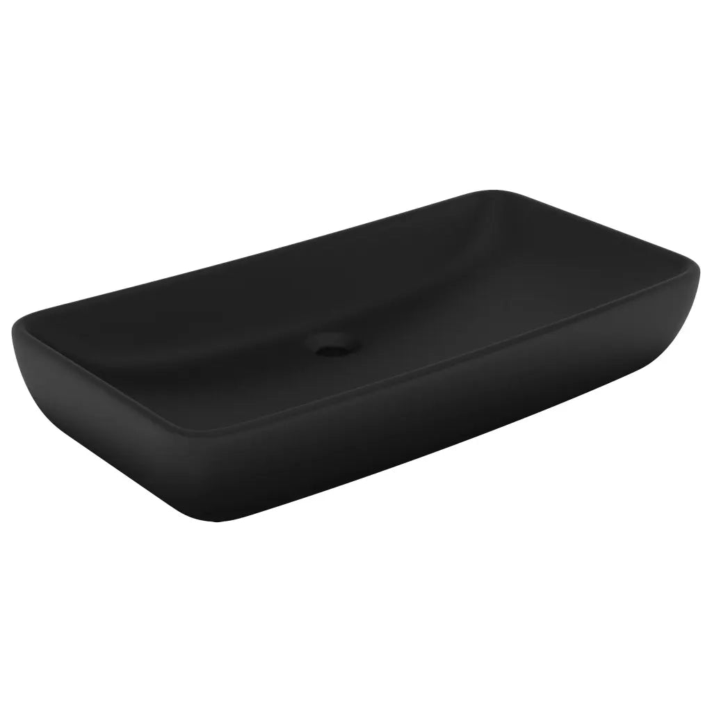 Lavandino Lusso Rettangolare Nero Opaco 71x38 cm in Ceramica 146964