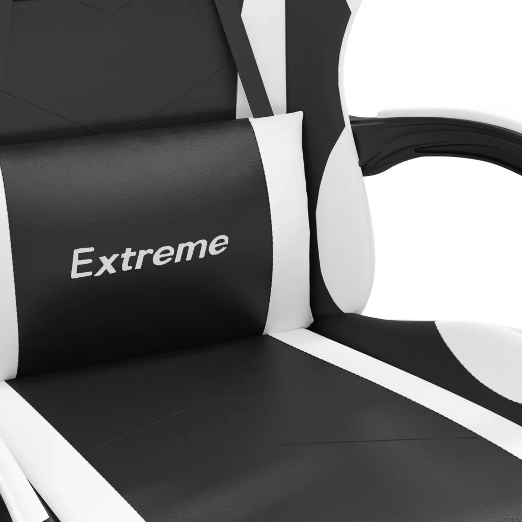 Sedia da Gaming | Sedia da e-sports Girevole Poggiapiedi Nero e Bianco Similpelle