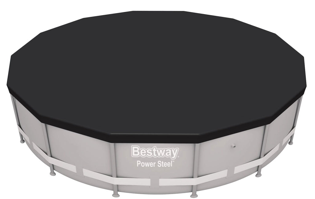 Bestway 58248-19 Flowclear Telo Copertura Piscina Fuori Terra Rotonda 427 cm Fori di Drenaggio colore Grigio