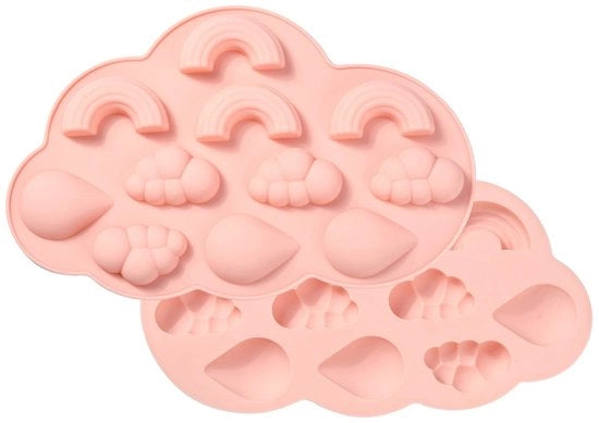 Decorazione di Torte - Mold a forma di Nuvola Arcobaleno - Silicone - Rosa - Separati contenitori per la cottura - Adatto per cioccolato e caramelle - 5 pezzi - Mod. 3D Regenboog Wolk Mallen