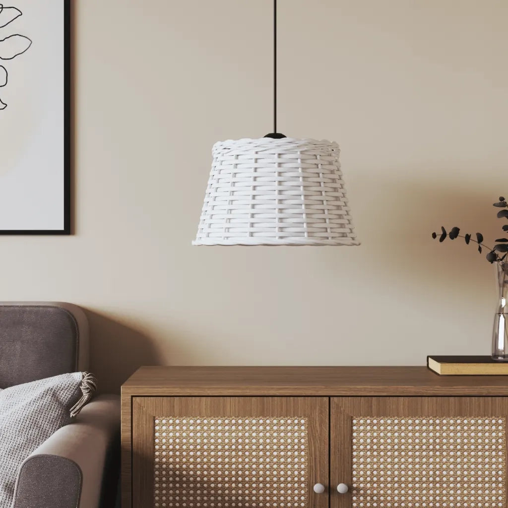 Paralume da Soffitto Bianco Ø38x23 cm in Vimini 364368