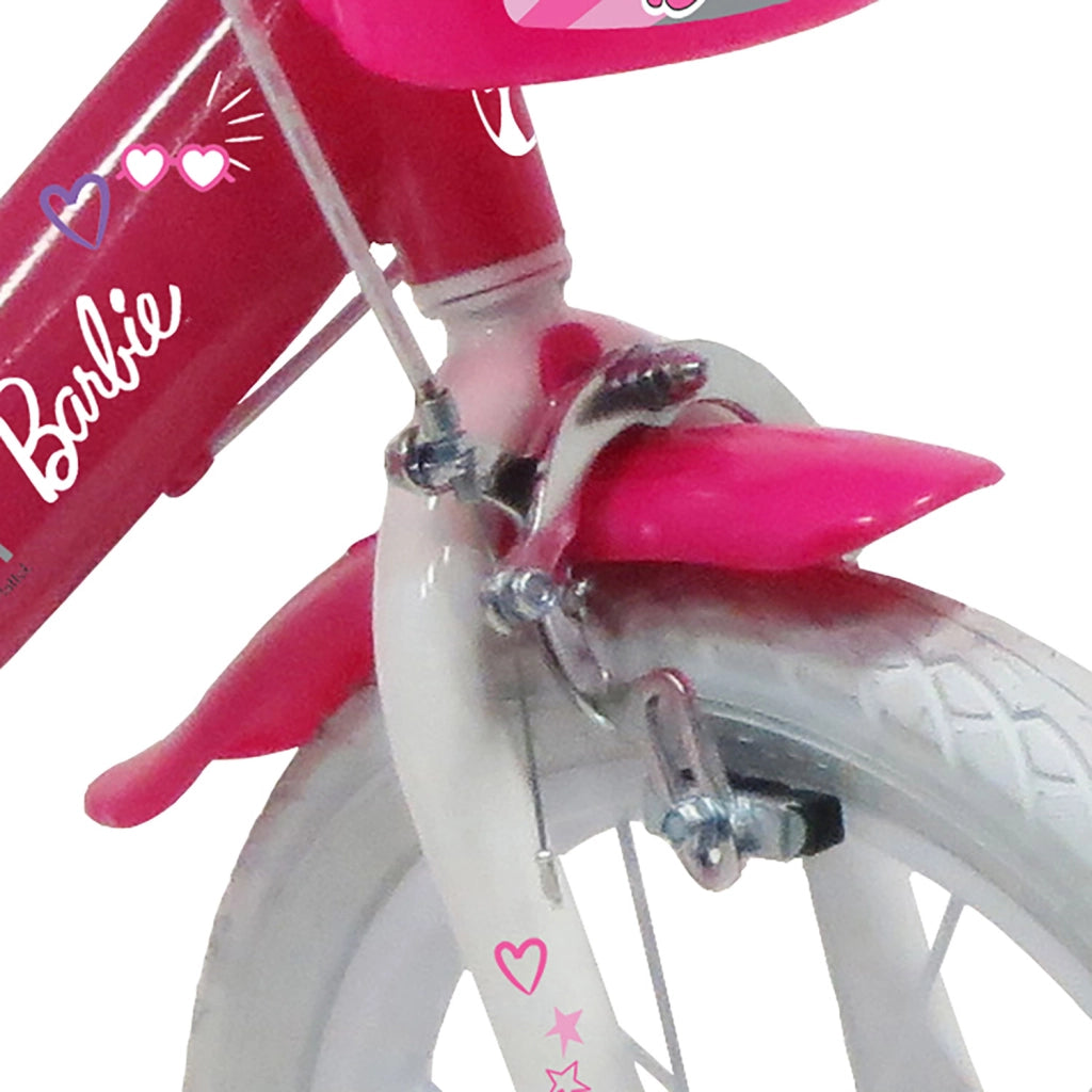 Bicicletta per Bambine 14" Barbie Freni Caliper e Stabilizzatori in Acciaio Hi-Ten Rosa