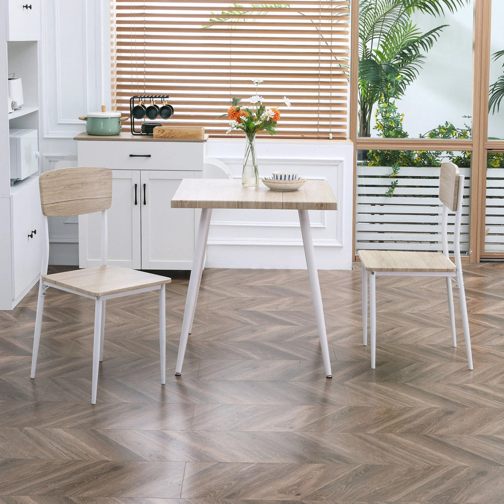 Set tavolo pranzo quadrato 2 sedie ¨C Xylo ¨C MDF bianco telaio metallo 3 pezzi