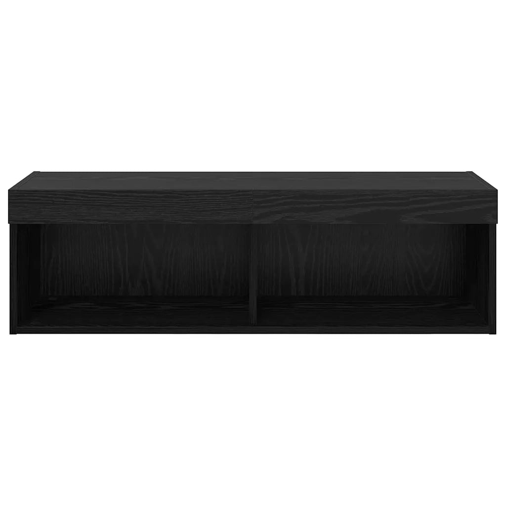 Mobile TV moderno a parete con illuminazione a LED 100 x 30 x 30 cm realizzato in legno composito di rovere nero 02_0052831