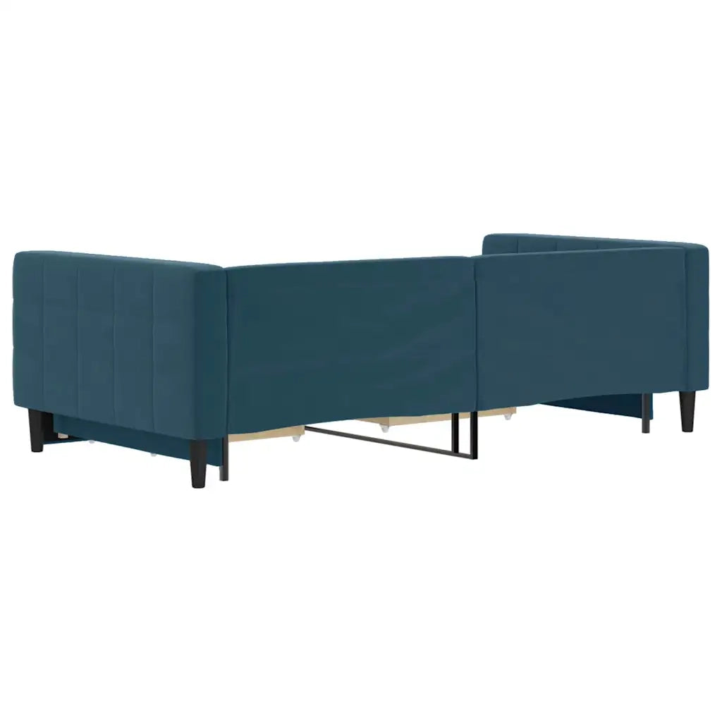 Divano Letto Estraibile con Cassetti Blu 100x200 cm in Velluto 3196745