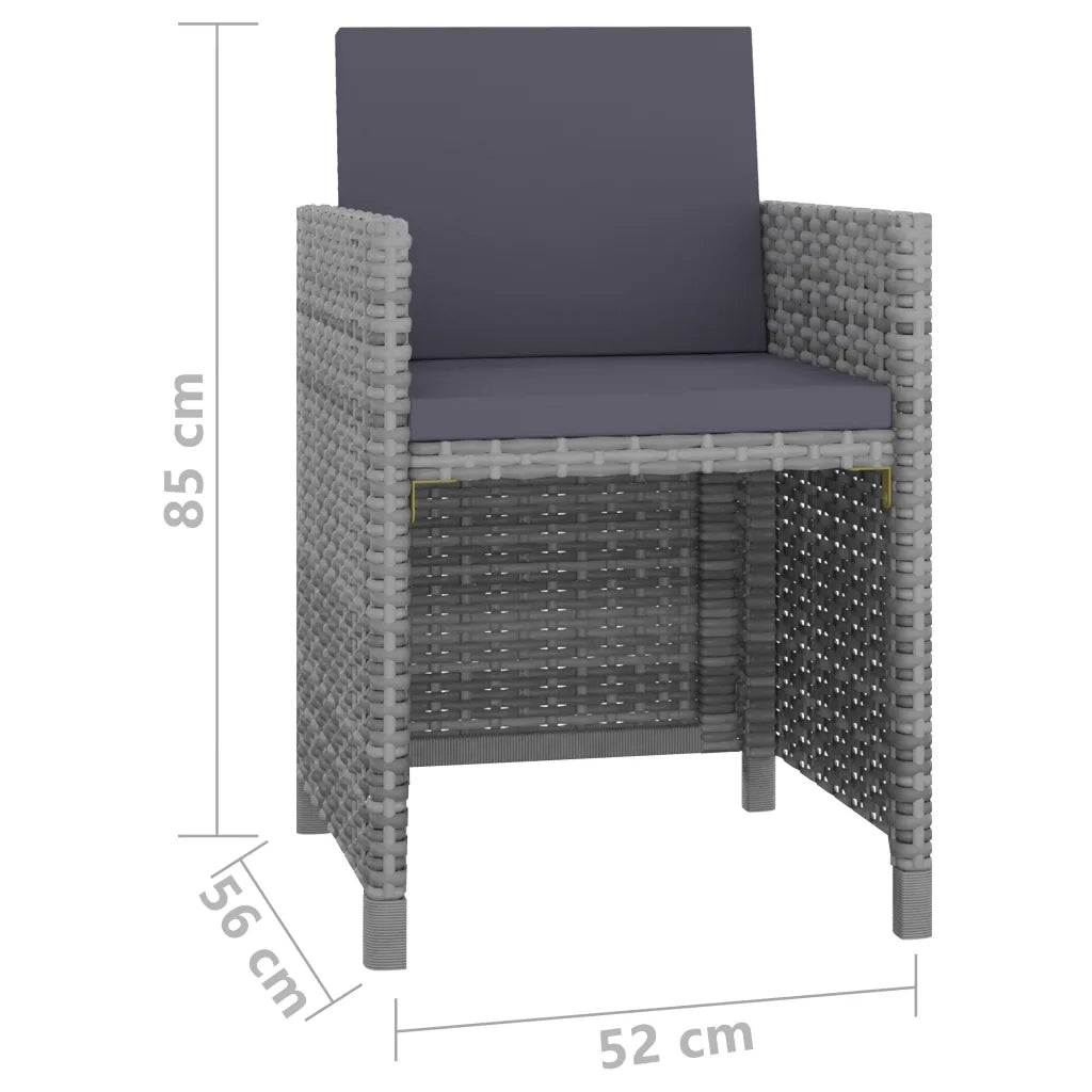 Set da Pranzo da Giardino 11 pz con Cuscini Polyrattan Grigio 46378