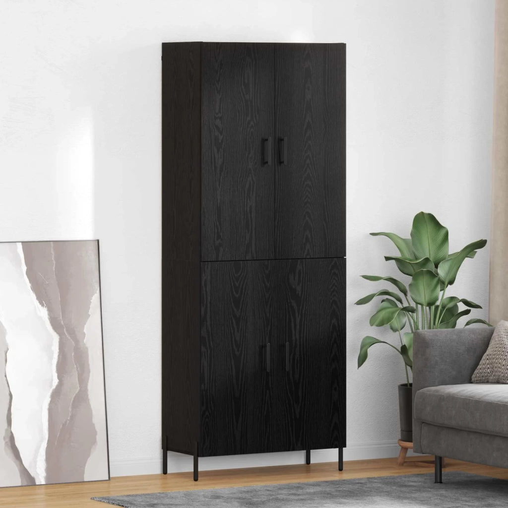 Credenza-Buffet-Armadio da cucina Rovere Nero 69,5 x 34 x 180 cm Legno multistrato 680849