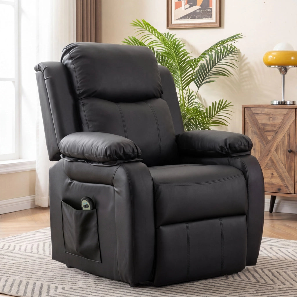 Poltrona elettrica reclinabile con poggiapiedi e telecomando ¨C Minimal ¨C 76x90x105 cm nero