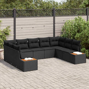 Set Divano da Giardino con cuscino 5 pcs Nero Polyrattan