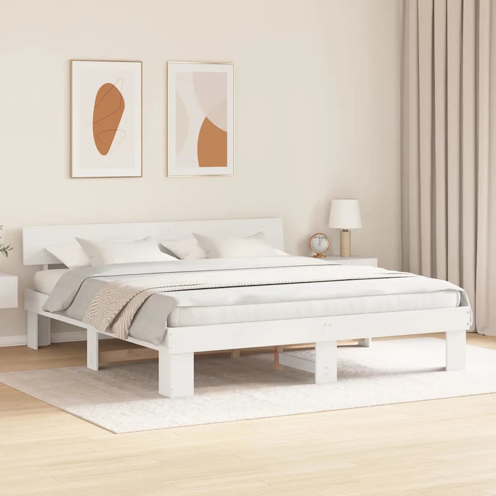 Struttura del letto Bianco 200 x 200 cm Pino massello