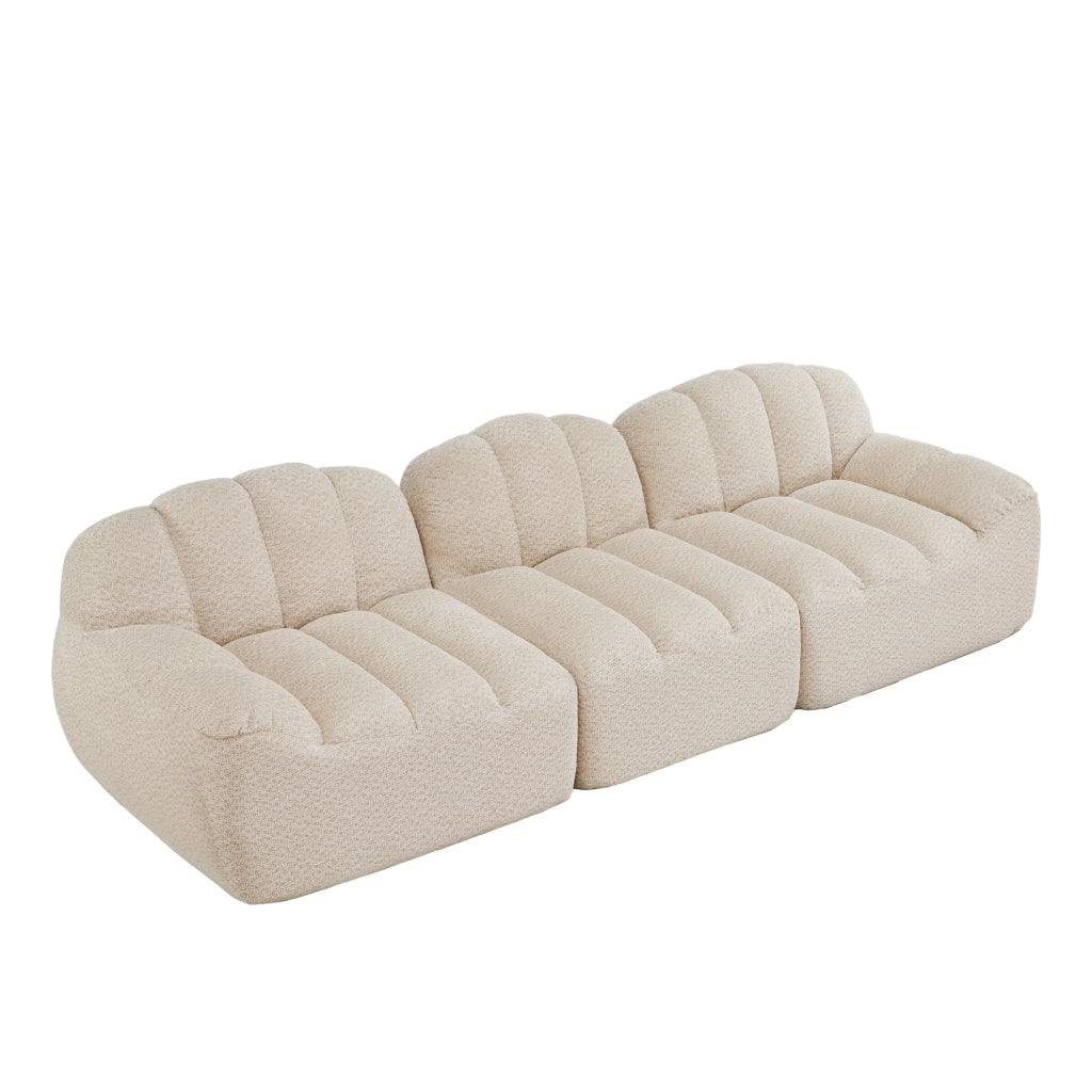 Divano Modulare 3 Posti ¨C Xylo ¨C Tessuto Morbido, Beige, Schiuma Alta Densit¨¤
