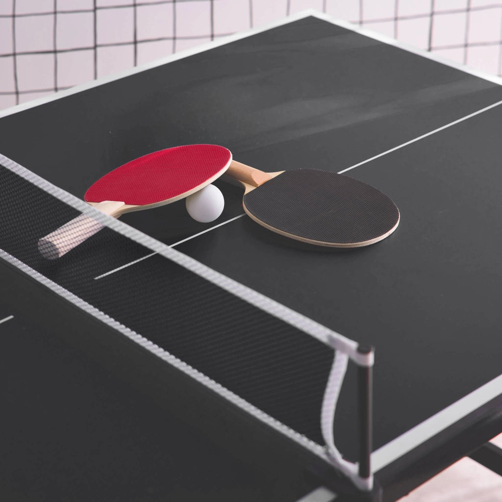 Mini tavolo da ping pong pieghevole per interni con 2 racchette e 3