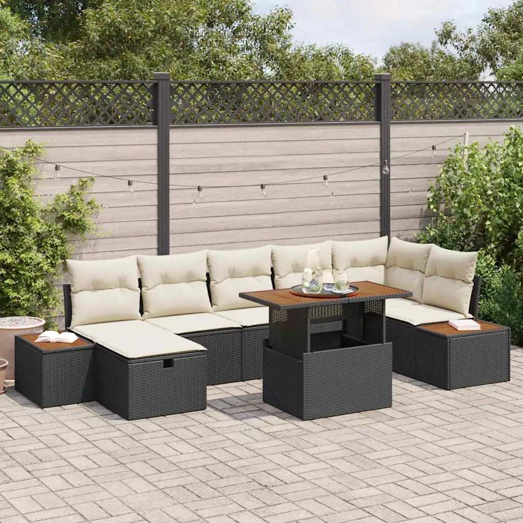 Set Divano da Giardino 8 pcs Nero polyrattan 3361414
