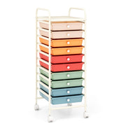 Carrello cassettiera multiuso con 10 cassetti da cucina-Scaffale Contenitore con ruote a 10 ripiani per bagno Colorato 2