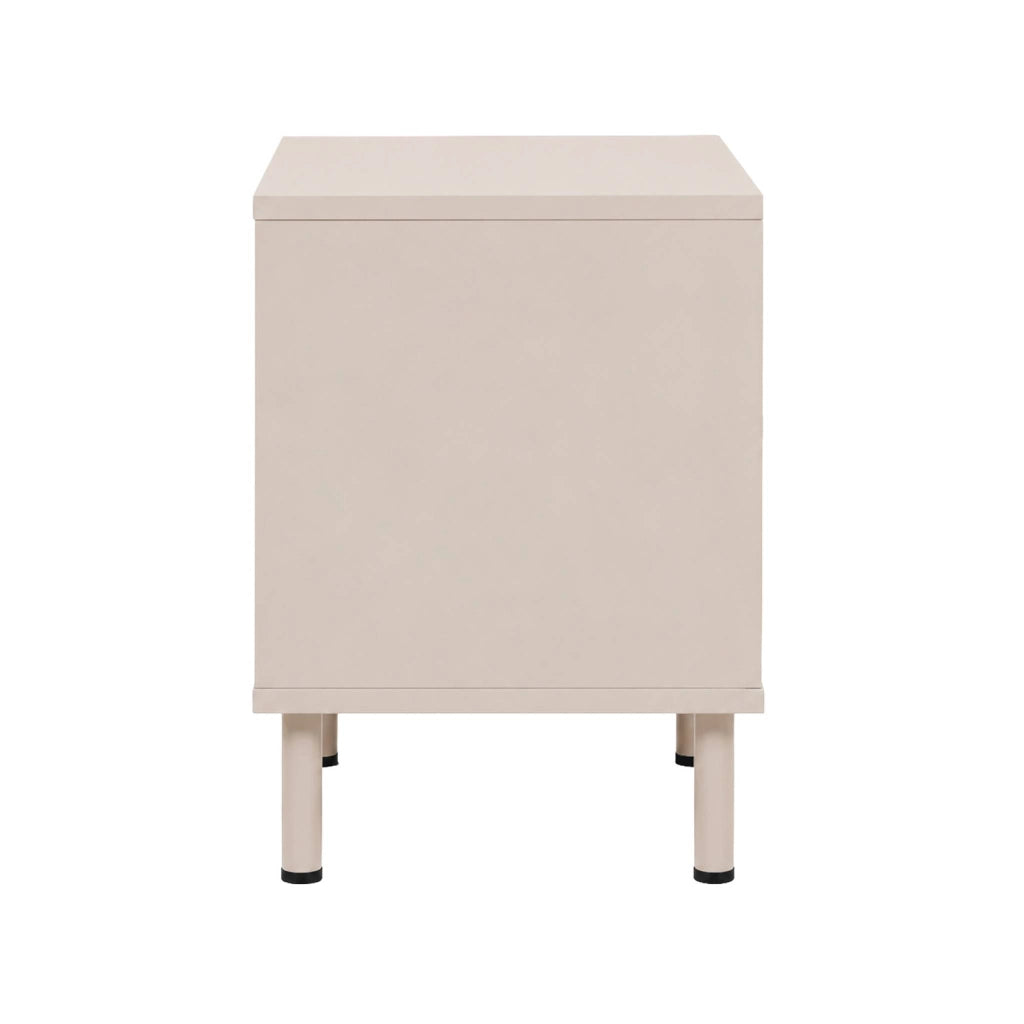 Set di 2 comodini decorativi in legno e metallo, 2 cassetti, beige