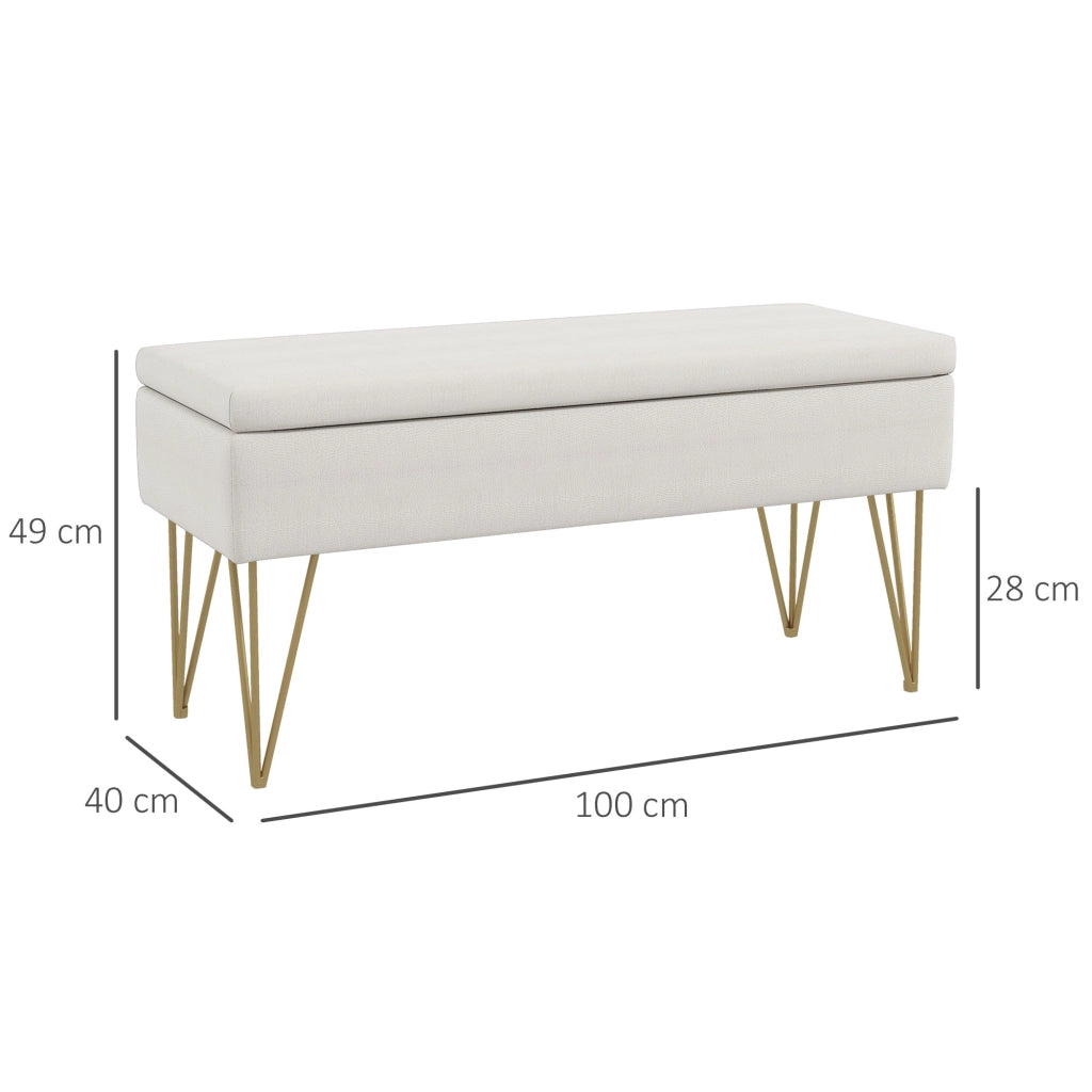 Letto contenitore imbottito con testiera ¨C Minimal ¨C crema 100x200x49 cm