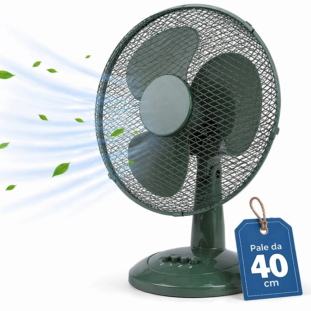 Ventilatore da Tavolo Autoportante Ø40 cm Potenza 45W 3 Velocità Verde