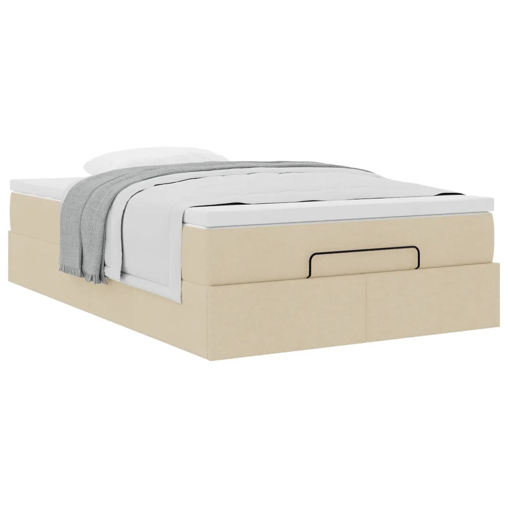 Struttura Letto Pouf con Materasso Crema 120x200 cm in Tessuto 3311104