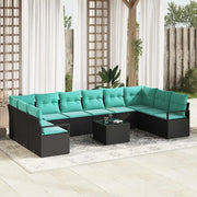 Set di divani con cuscino 11 pcs Nero polyrattan 3346576