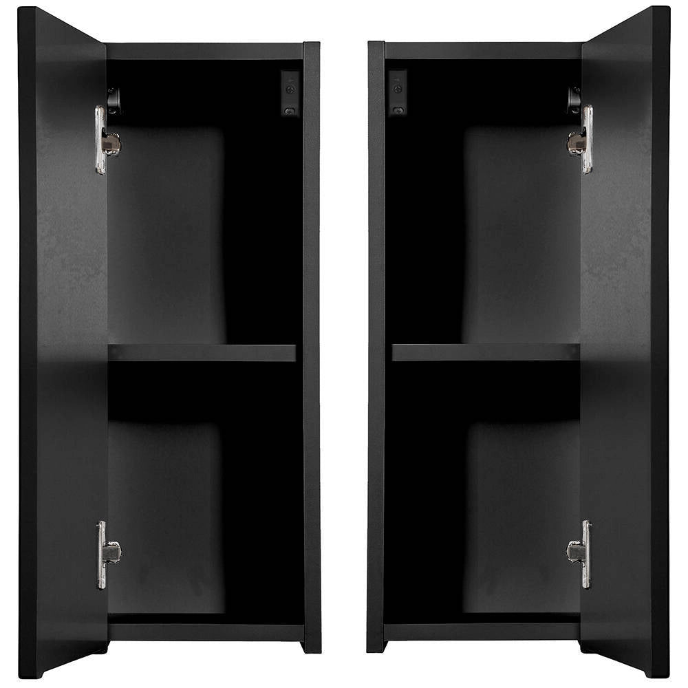 Armadietto Pensile da Bagno NEWPORT con Anta Reversibile 57x20x19 cm Nero [en.casa]