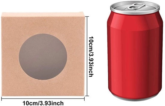 Dozzina di Carta Kraft 24 pezzi - Scatola di spedizione - Scatola di archiviazione - Confezione per panetteria - Vetrina trasparente - 10 x 10 x 2,4 cm - Confezioni