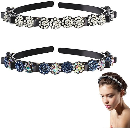 Spille per capelli a doppia faccia con strass - 2 pezzi - con elastico e clip - adatto a tutti i tipi di capelli - realizzato con cristallo e plastica di alta qualità - fermacapelli