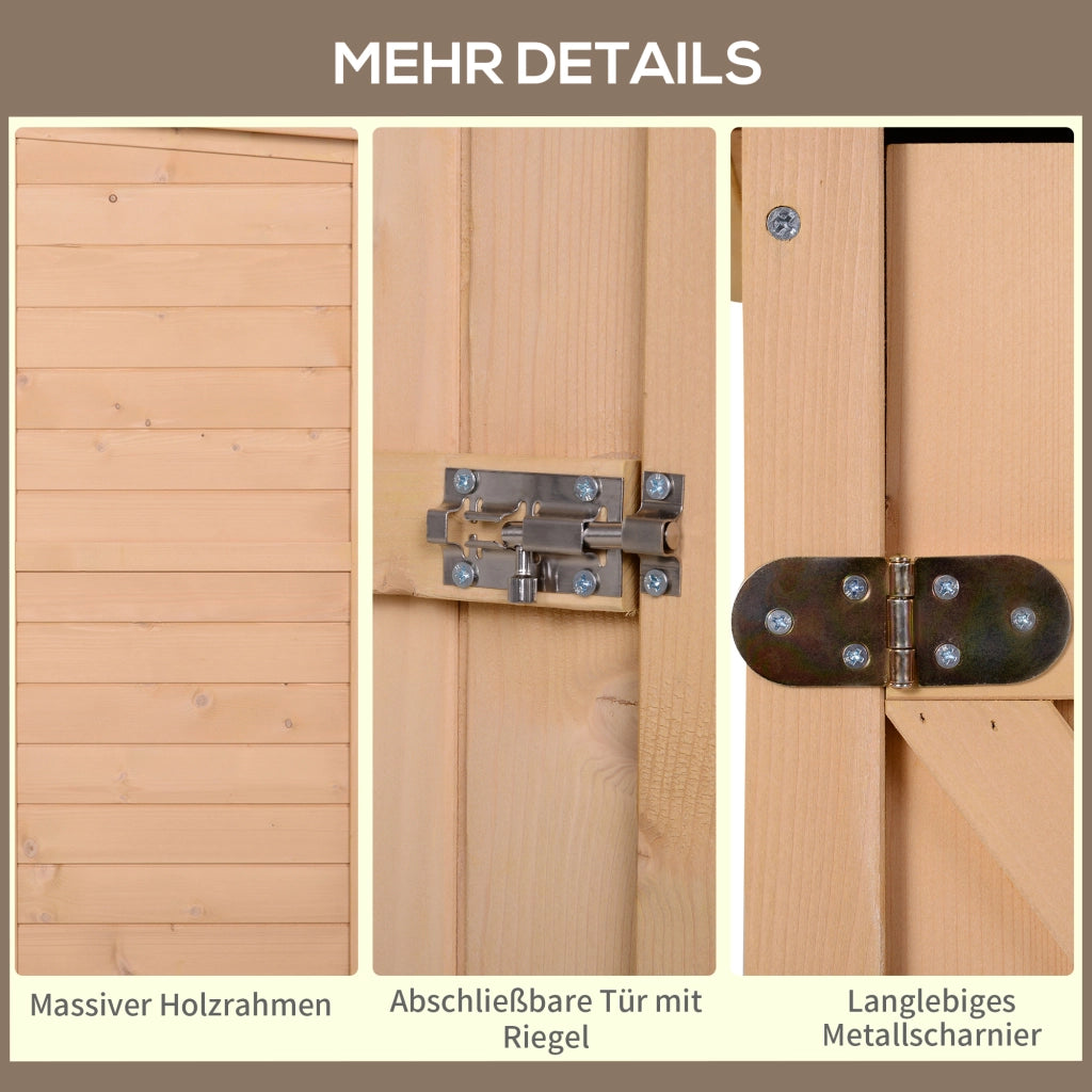 Casetta da giardino, ripostiglio per attrezzi, capanno per attrezzature con scaffali, casetta per riporre oggetti da giardino, legno di abete, legno