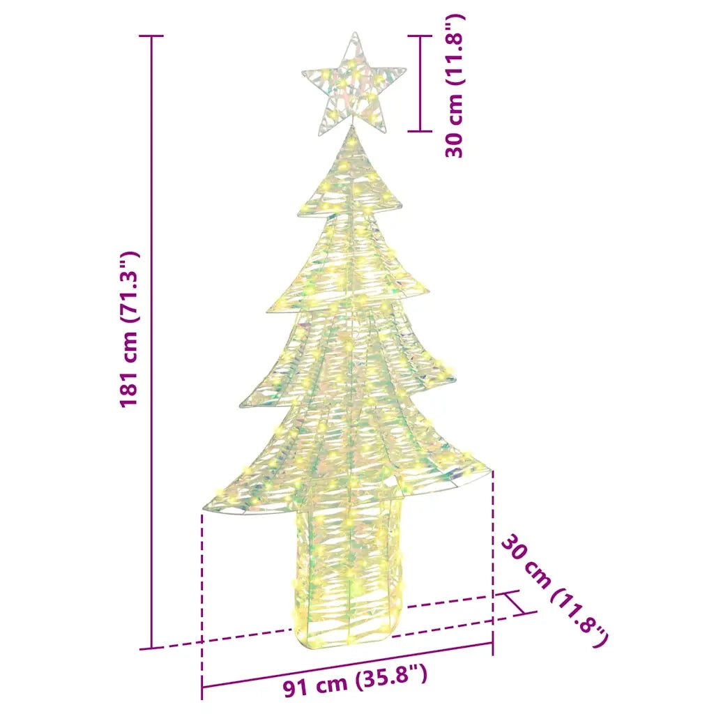 Albero di Natale | Decorazioni natalizie con 240 LED Bianco caldo 181 cm PET