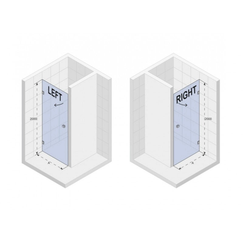 Porta doccia a battente a sinistra con cerniere cromate SCANDIC NXT 101 RIHO 100x200 cm
