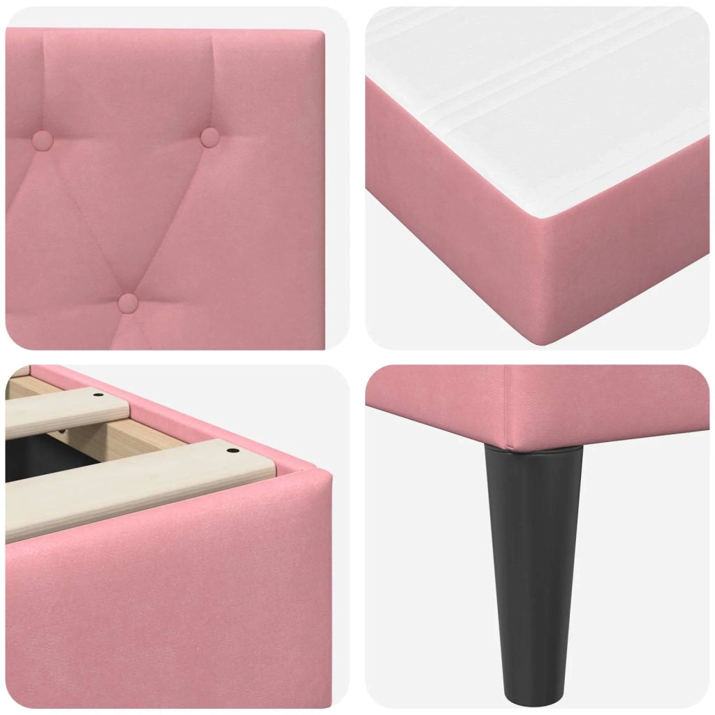 Struttura letto con materasso Rosa 140 x 200 cm Velluto 3415057