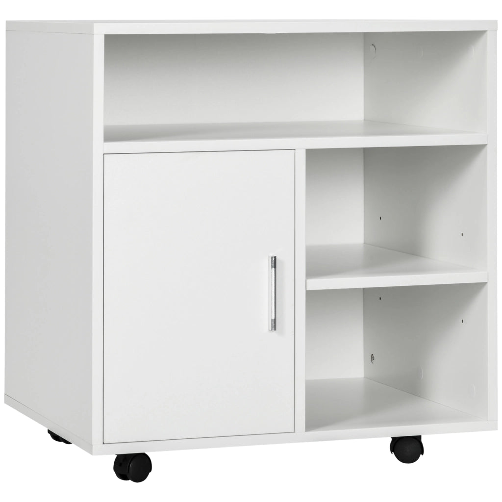 Supporto stampante con mobiletto e ripiani ¨C Xylo ¨C bianco 3 nicchie