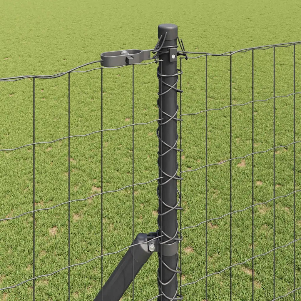 Recinzione con Posto Grigio 1,6 x 10 m Acciaio e PVC