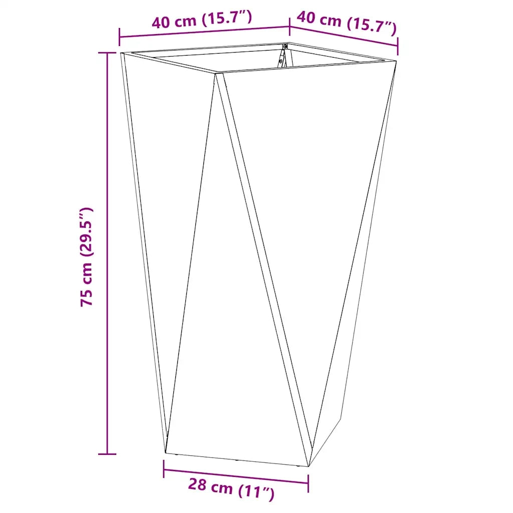 Fioriera rettangolare moderna per esterni 40 x 40 x 75 cm resistente agli agenti atmosferici e dal design elegante in acciaio antracite 02_0053024