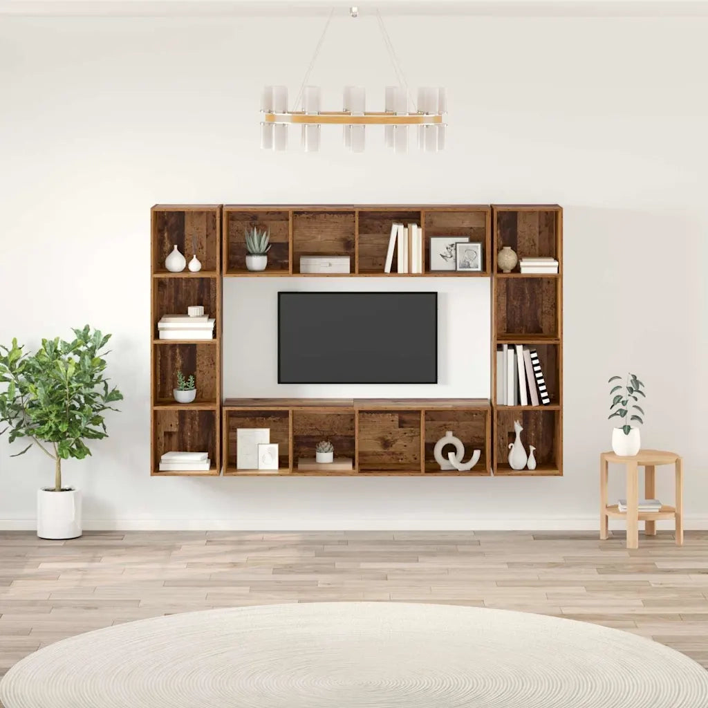 Set mobile TV 4 pz-Set di 4 Credenza per TV Marrone 37 x 37 x 142,5 cm 113079
