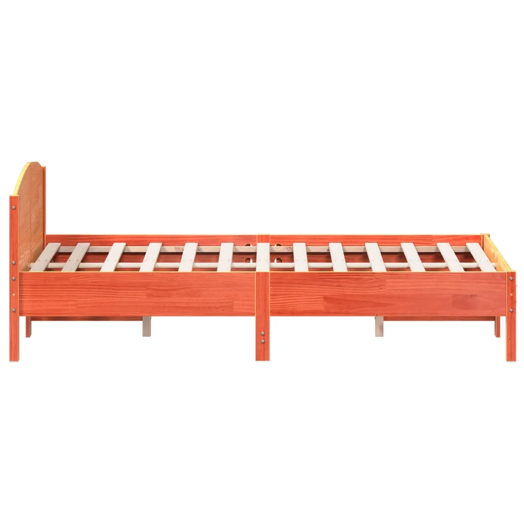 Giroletto senza Materasso-Struttura Letto Marrone Cera 140x200cm Massello Pino 803036