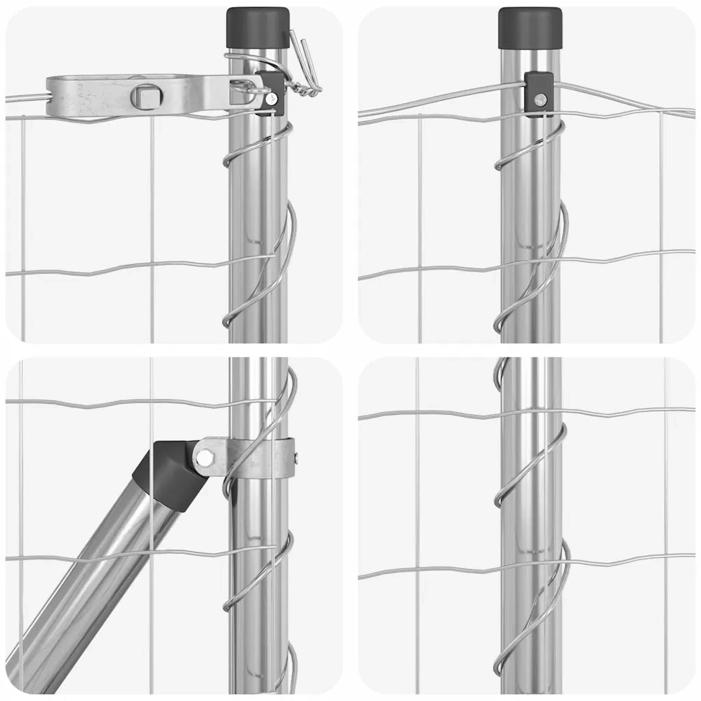 Recinzione da Giardino | Recinzione con Posto Argento 0,8 x 10 m Acciaio e PVC