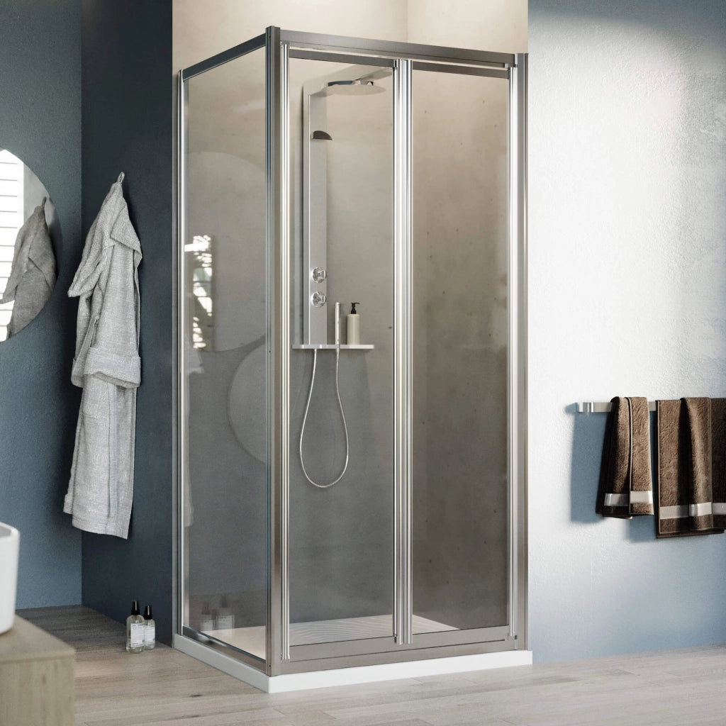 Box Doccia Angolare 75x100 cm 2 Ante Battenti in Cristallo Trasparente 4mm H198 Fosterberg Maribo Duo