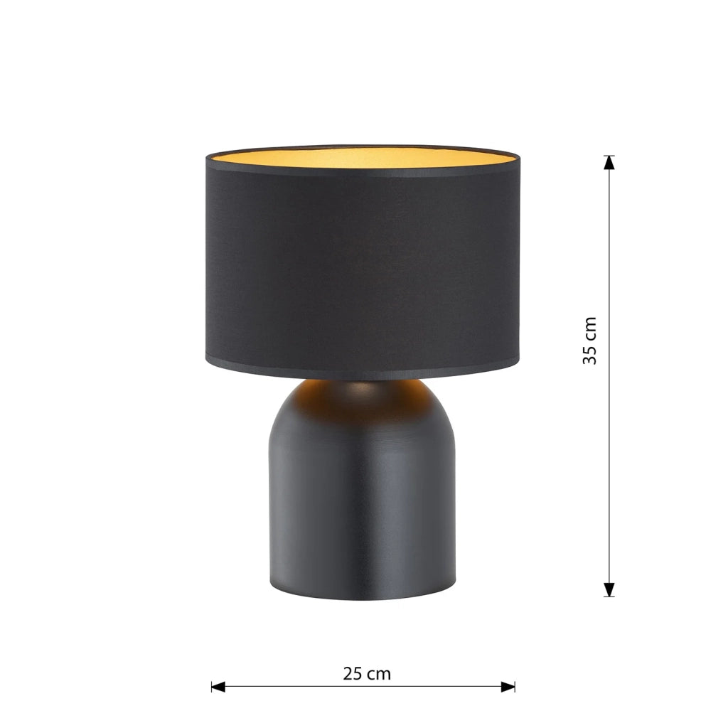 Lampada Da Tavolo Nordica Enlil 1 Luce In Acciaio Nero E Oro