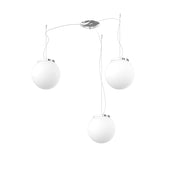 Lampadario Contemporaneo Mars Metallo Cromo Vetro Bianco 3 Luci E27 D20Cm