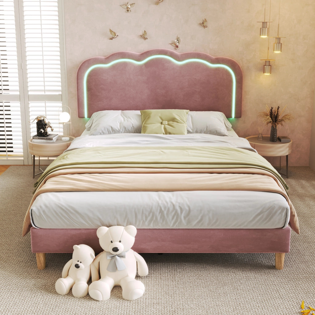 letto imbottito velluto rosa 140 x 200 cm