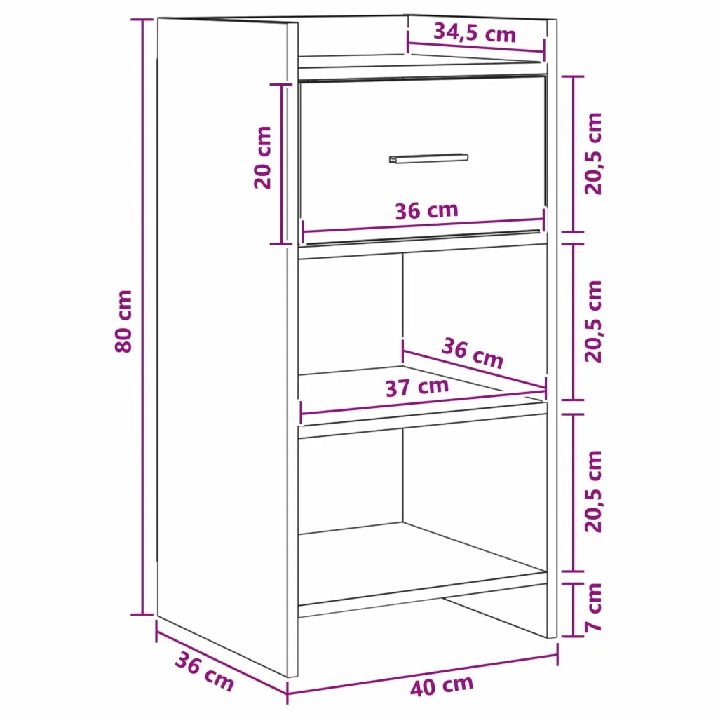 Credenza Rovere Nero 40 x 36 x 80 cm Legno ingegnerizzato 8011076