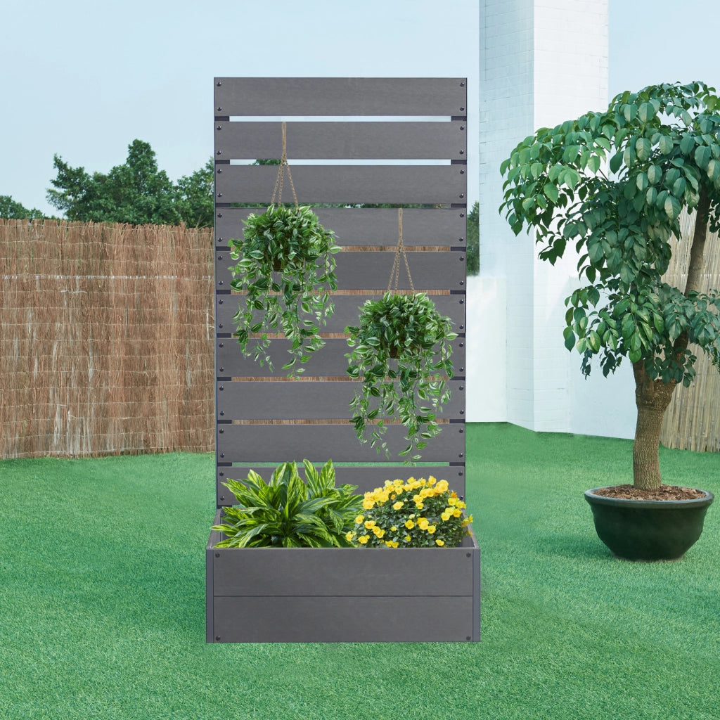 Fioriera con Spalliera Heerde in WPC 150 x 72 x 38 cm Grigio [en.casa]