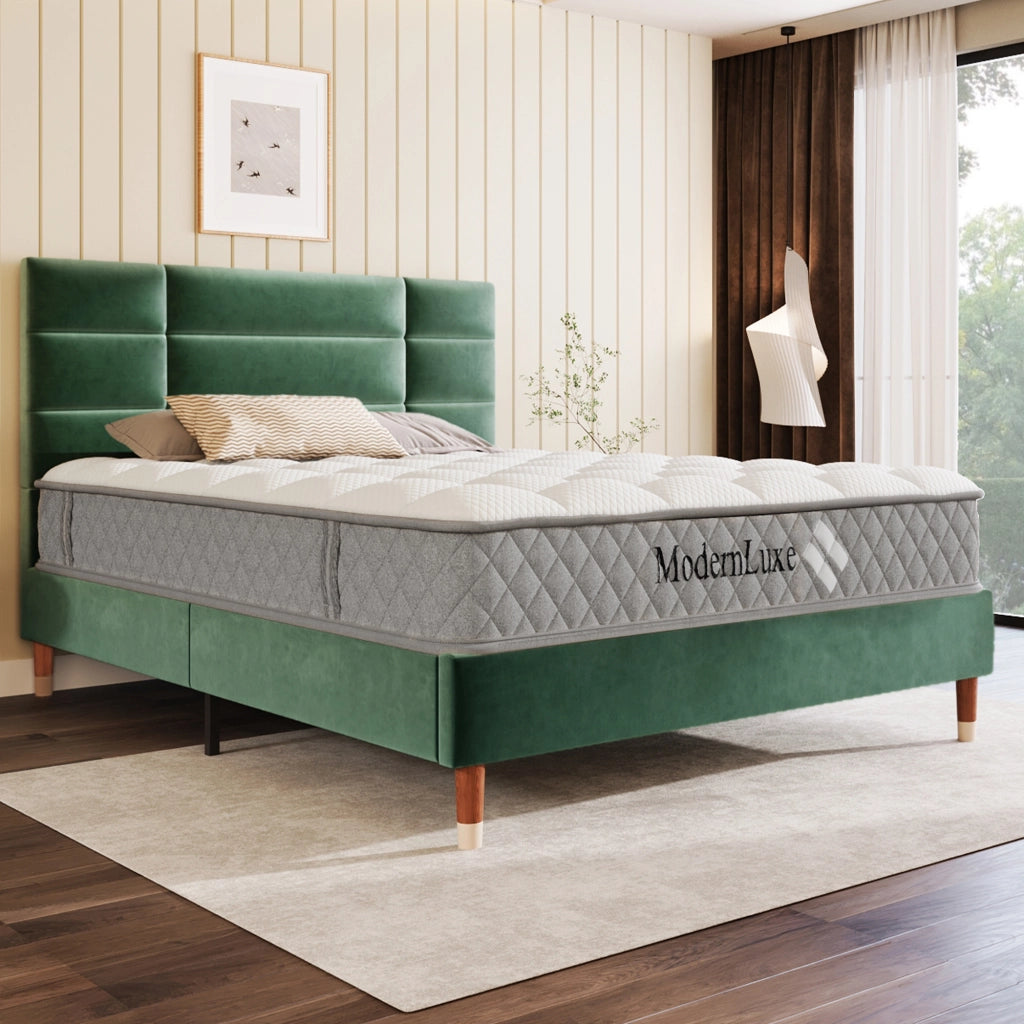 letto imbottito velluto verde 140 x 200 cm