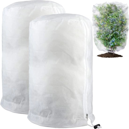 Tas di Protezione per Piante in Inverno 60x80CM, Stivali di Protezione per le Piante, Tas di Protezione per Piante da Appartamento in Inverno, Tas di Protezione per Piante da Appartamento con Cerniera per Piante da Balcone - Bianco, 2 pezzi