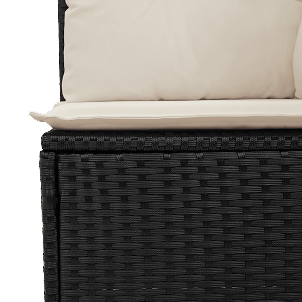 Sedia da Giardino Senza Braccioli con Cuscini Nera Polyrattan 366011