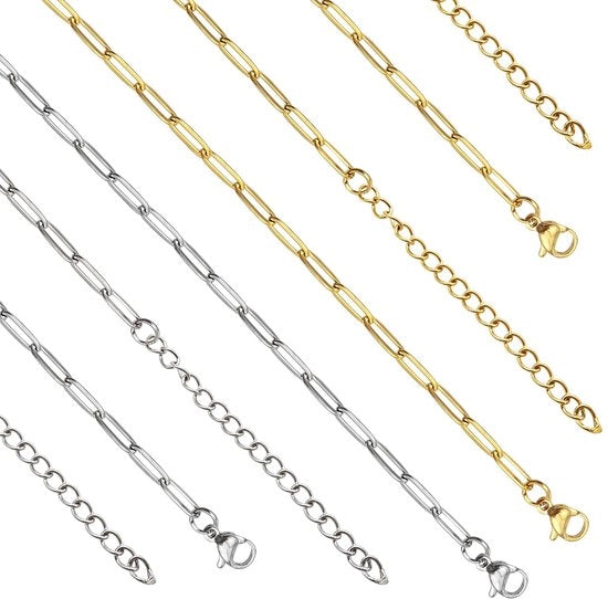 Collana a catena in acciaio inossidabile - 8 pezzi - catena a anello piccola - chiusura a cerniera a forma di granchio 10mm - collana DIY - catena per collane