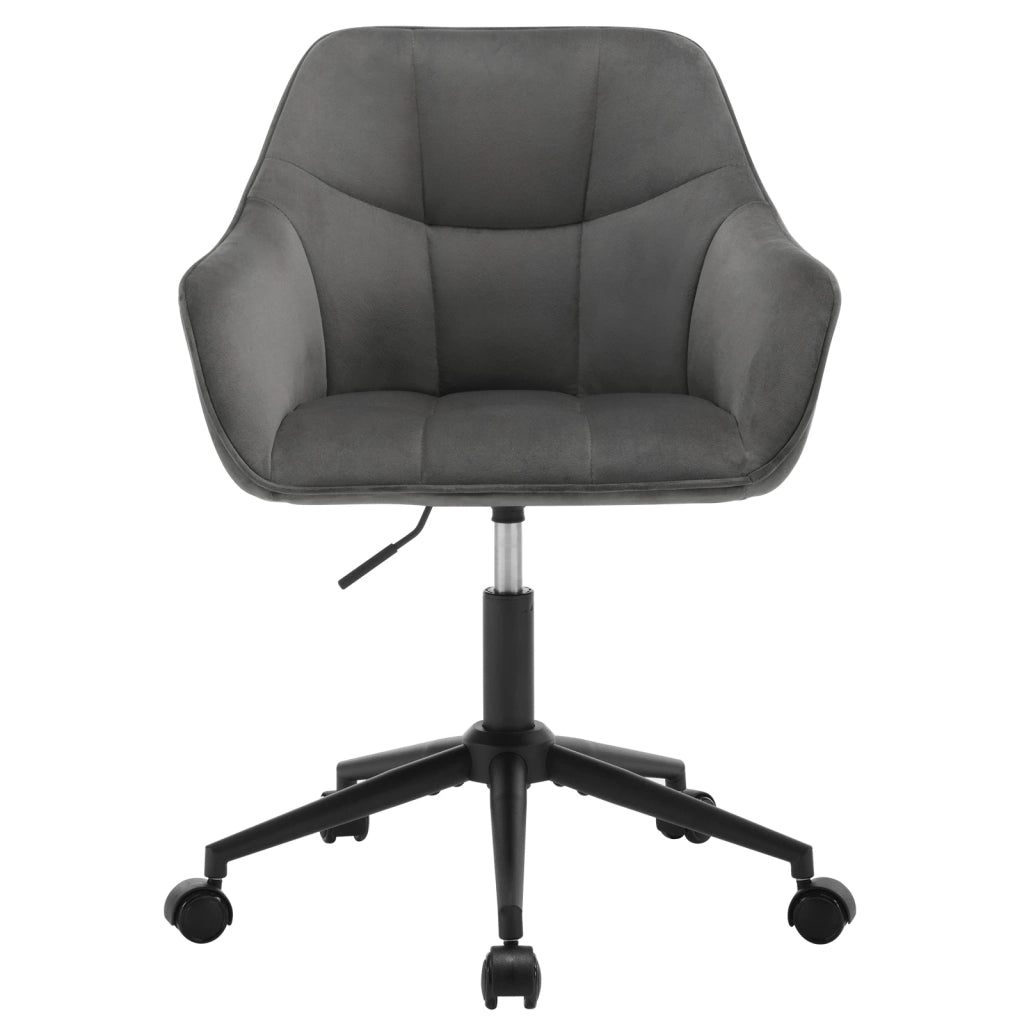 Sedia da Ufficio Ergonomica Girevole con Altezza Regolabile e Braccioli Integrati, in Velluto Grigio Scuro